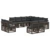 vidaXL Set Divano da Giardino 11 pz Grigio e Grigio Scuro polyrattan