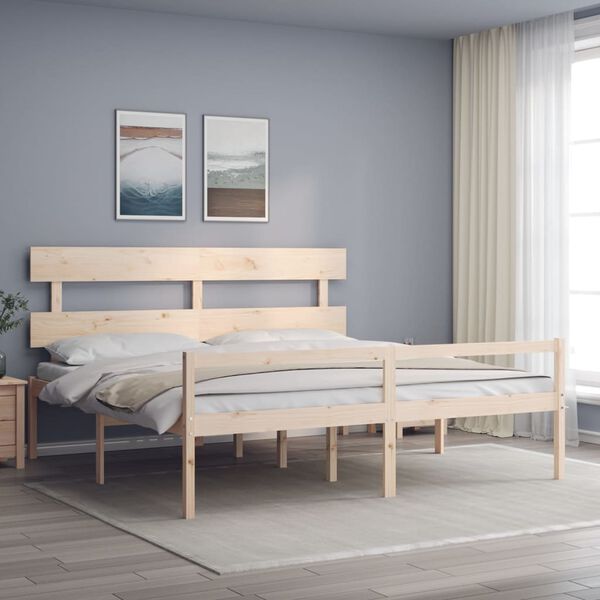vidaXL Letto per Anziani con Testiera 200x200 cm in Legno Massello