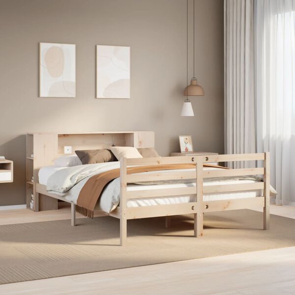 vidaXL Letto Libreria senza Materasso 120x190cm Legno Massello di Pino