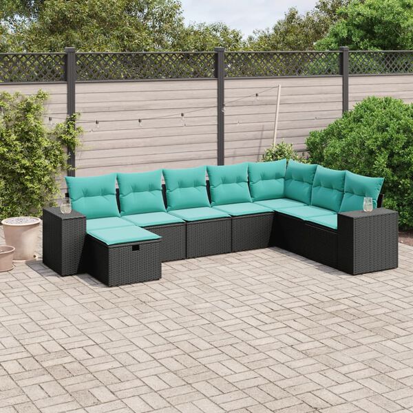 vidaXL Set Divano da Giardino 8 pz con Cuscini Grigio in Polyrattan