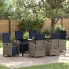 vidaXL Set da Pranzo per Giardino con cuscino 7 pcs Grigio polyrattan