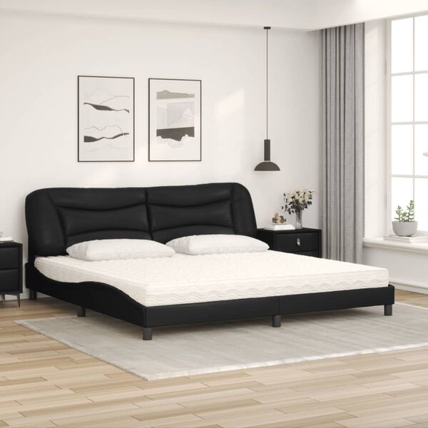 vidaXL Letto con Materasso Hvar Nero 200x200 cm in Similpelle