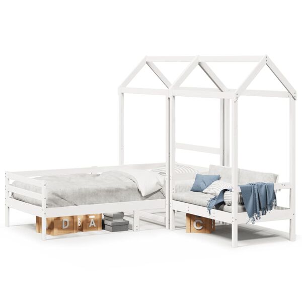 vidaXL Set Dormeuse e Panca con Tetto Bianco 90x200cm Massello Pino