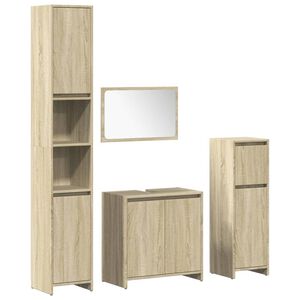 vidaXL Set Mobili da Bagno 4 pz Rovere Sonoma in Legno Multistrato