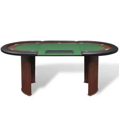 vidaXL Tavolo Poker 10 Giocatori Postazione Dealer Vassoio Chip Verde