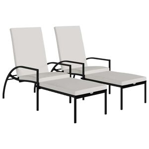 vidaXL Lettini Prendisole 2 pz con Poggiapiedi in Rattan PE Nero