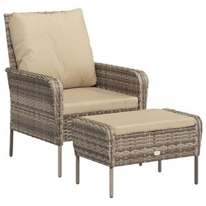vidaXL Poltrona da Giardino con Poggiapiedi Polyrattan Marrone Chiaro
