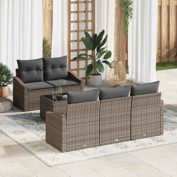 vidaXL Set di divani con cuscino con cuscino 6 pcs Grigio polyrattan