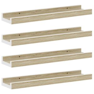 vidaXL Mensole da Parete 4 pz Bianco e Rovere Sonoma 40x9x3 cm