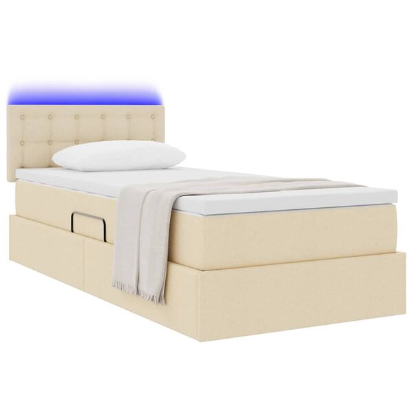 vidaXL Letto con contenitore e LED con led Crema 100 x 200 cm Tessuto