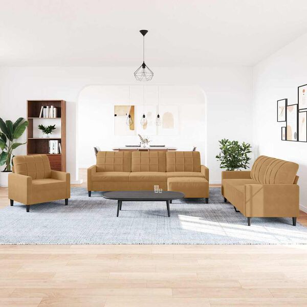 vidaXL Set di Divani 4 pz con Cuscini Marrone in Velluto