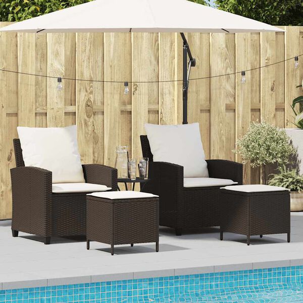 vidaXL Set Divano da Giardino 4 pz con Cuscini Marrone in Polyrattan