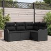 vidaXL Set Divano da Giardino con archiviazione 4 pcs Nero polyrattan