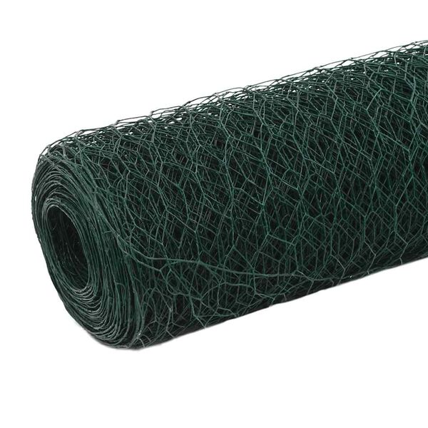 vidaXL Recinzione in Rete per Pollaio in Acciaio e PVC 25x1,5 m Verde