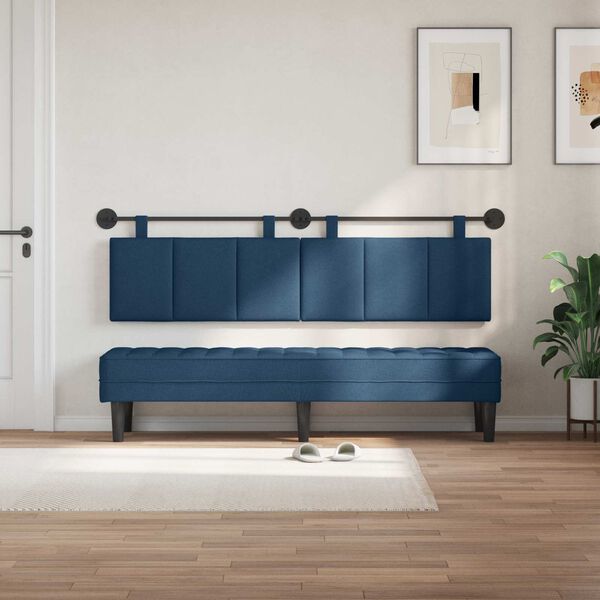 vidaXL Testata appesa Montaggio a parete Blu 190 x 55 x 5 cm Tessuto
