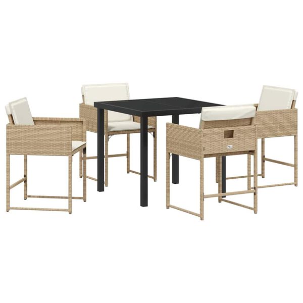 vidaXL Set da Pranzo per Giardino 5 pcs Beige polyrattan