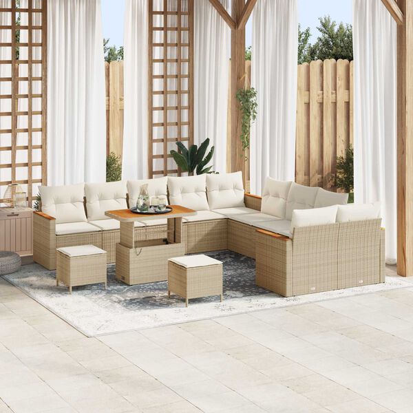 vidaXL Set Divano da Giardino 13 pcs Beige polyrattan