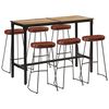 vidaXL Set Bar 7pz Legno Massello Mango Grezzo e Metallo