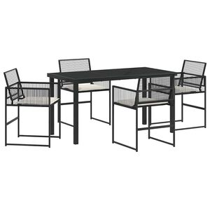 vidaXL Set da Pranzo per Giardino 5 pcs Nero polyrattan