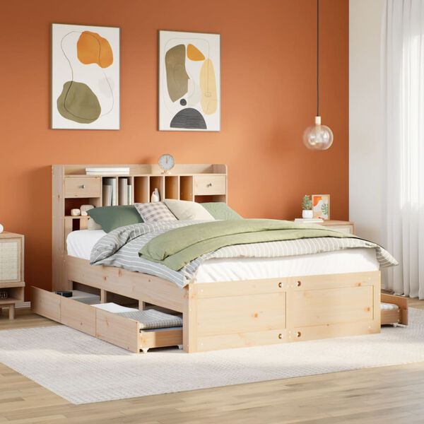 vidaXL Letto Libreria senza Materasso 150x200 cm in Legno di Pino