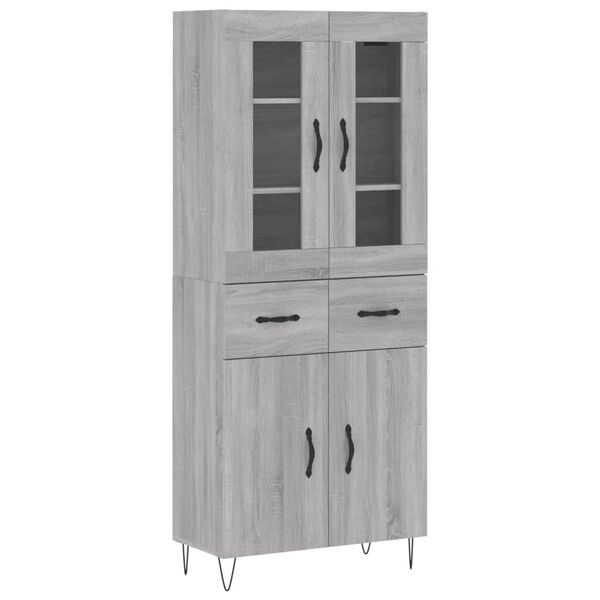 vidaXL Credenza Grigio Sonoma 69,5x34x180 cm in Legno Multistrato