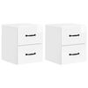 vidaXL Mobiletto da notte a muro 2 pcs Bianco Lucido 34,5 x 33 x 40 cm