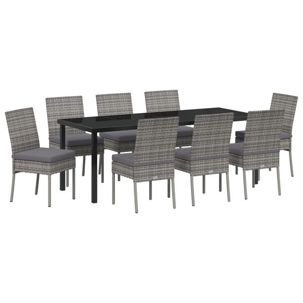 vidaXL Set da Pranzo per Giardino 9 pcs Grigio