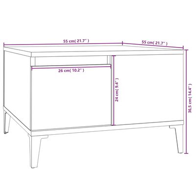 vidaXL Tavolino da Salotto Nero 55x55x36,5 cm in Legno Multistrato
