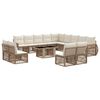 vidaXL Set Divano da Giardino 14 pz Beige e Bianco Crema polyrattan