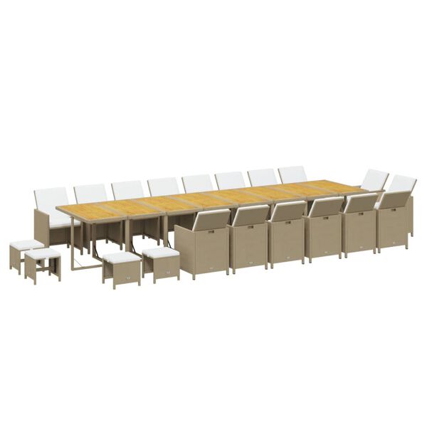 vidaXL Set da Pranzo per Giardino 21pz con Cuscini in Polyrattan Beige