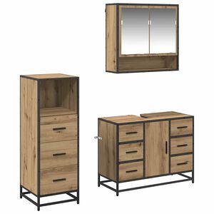 vidaXL Set di mobili per il bagno 3 pz Rovere artigianale