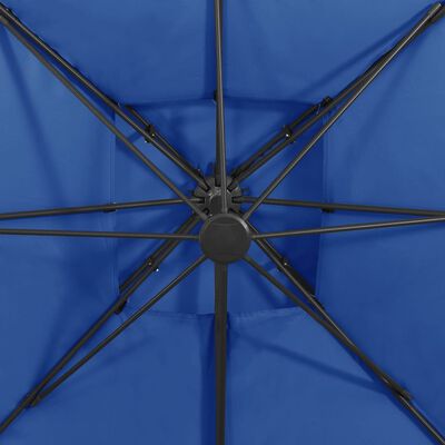 vidaXL Ombrellone a Sbalzo con Doppia Copertura 300x300 cm Azzurro
