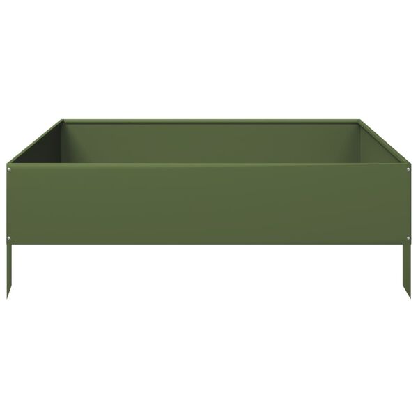 vidaXL Fioriera Rialzata Giardino Verde Oliva 100x100x33,5 cm Acciaio