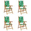 vidaXL Set di 4 sedie pieghevoli reclinabili in tessuto verde e legno massello.