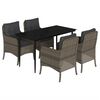 vidaXL Set da Pranzo da Giardino 5 pz con Cuscini in Polyrattan Grigio