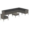 vidaXL Set Divani da Giardino 9 pz con Cuscini in Polyrattan Grigio