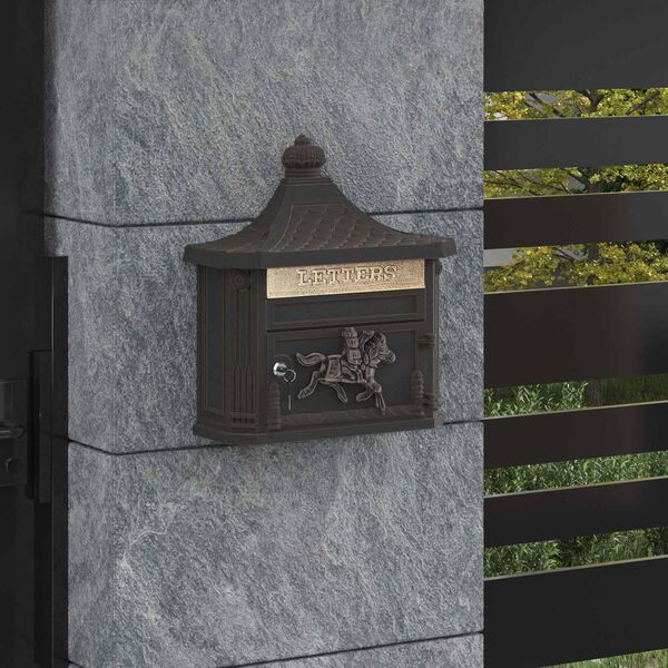 vidaXL Cassetta Postale da Muro con porta Bronzo 40,5 x 15,5 x 44 cm