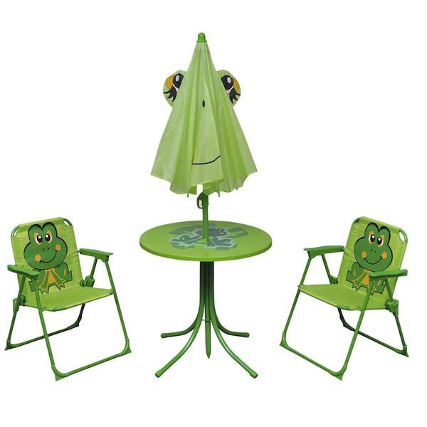 vidaXL Set da Bistrot da Giardino per Bambini con Ombrellone Verde