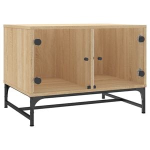 vidaXL Tavolino Salotto con Ante in Vetro Rovere Sonoma 68,5x50x50 cm