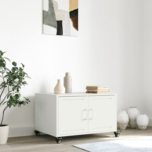 vidaXL Tavolino da Salotto Bianco 68x50x43,5 cm in Acciaio