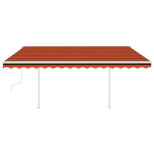vidaXL Tenda da Sole Retrattile Manuale con Pali 4x3m Arancio Marrone