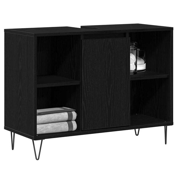 vidaXL Mobile da Bagno Nero 80 x 33 x 60 cm Legno multistrato