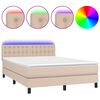 vidaXL Giroletto Molle Materasso e LED Cappuccino 140x200cm Similpelle