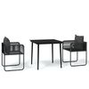 vidaXL Set da Pranzo da Giardino 3 pz Nero