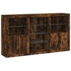 vidaXL Credenza con Luci LED Rovere Fumo 181,5x37x100 cm