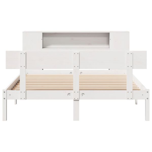 vidaXL Letto Libreria senza Materasso Bianco 120x200 cm Legno di Pino