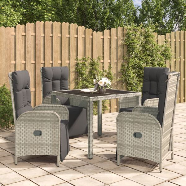 vidaXL Set da Pranzo da Giardino 5 pz con Cuscini in Polyrattan Grigio