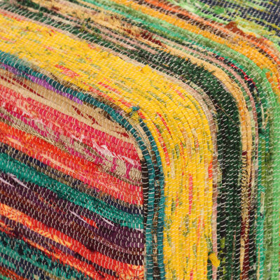 vidaXL Panca Multicolore 160 cm Tessuto Chindi e Legno Massello Mango