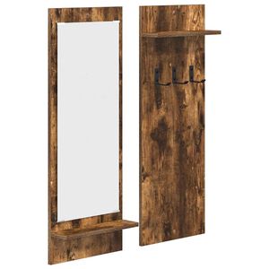 vidaXL Appendiabiti a muro con lo scaffale Rovere fum&eacute; 70 x 10 x 90 cm