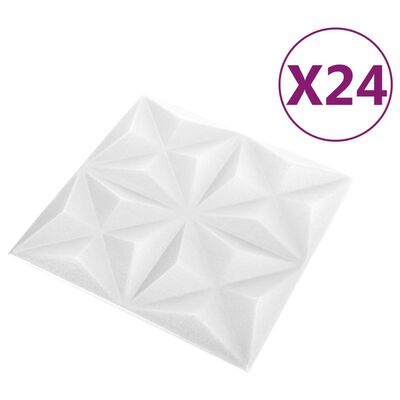 vidaXL Pannelli Murali 3D 24 pz 50x50 cm Bianchi Origami 6 m²